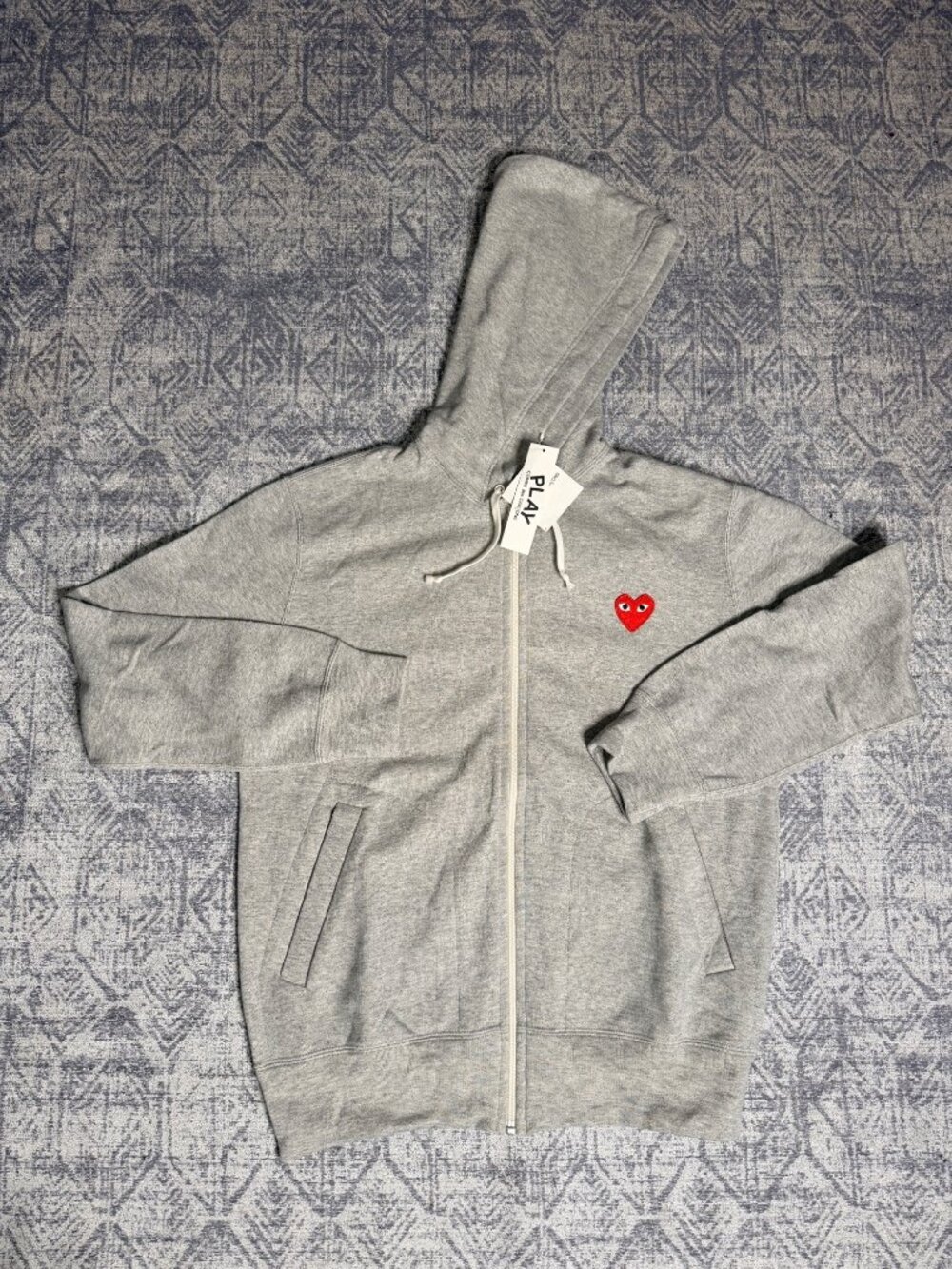 Comme des Garçons PLAY Multi Heart Logo Grey Zip-Up Hoodie